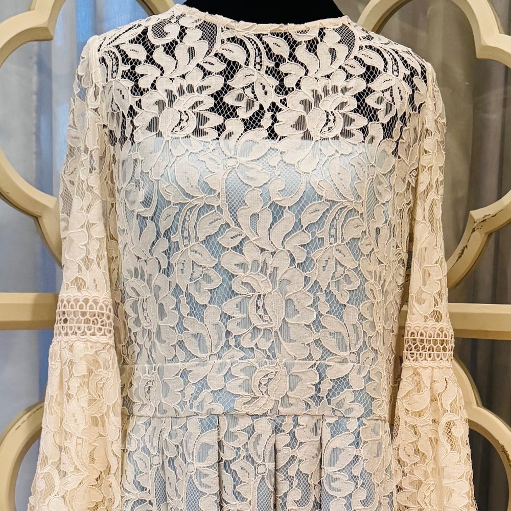 Eliza J Cream Lace Midi Dress